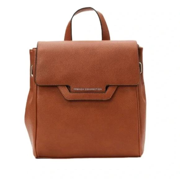 French Connection Women's Tilly Pebbled Backpack, Leather Brown NEW - Picture 1 of 9